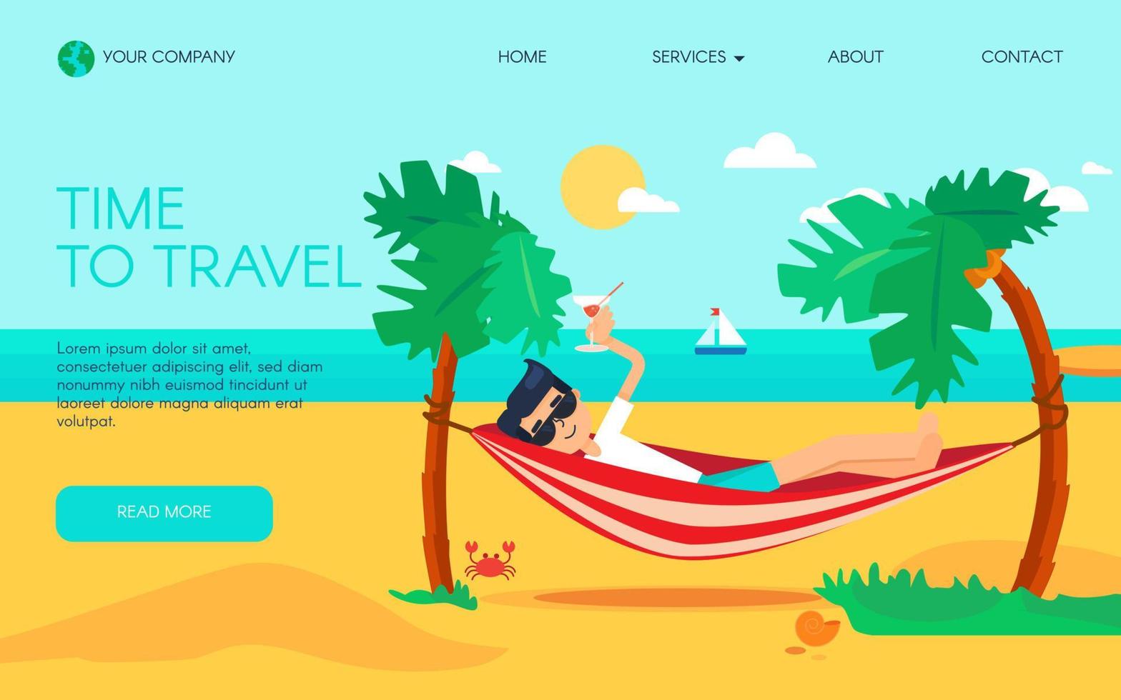 Travel agency website homepage template vector