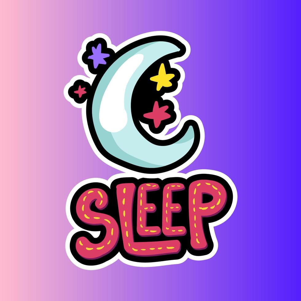 Moon, stars with dream lettering patch vector