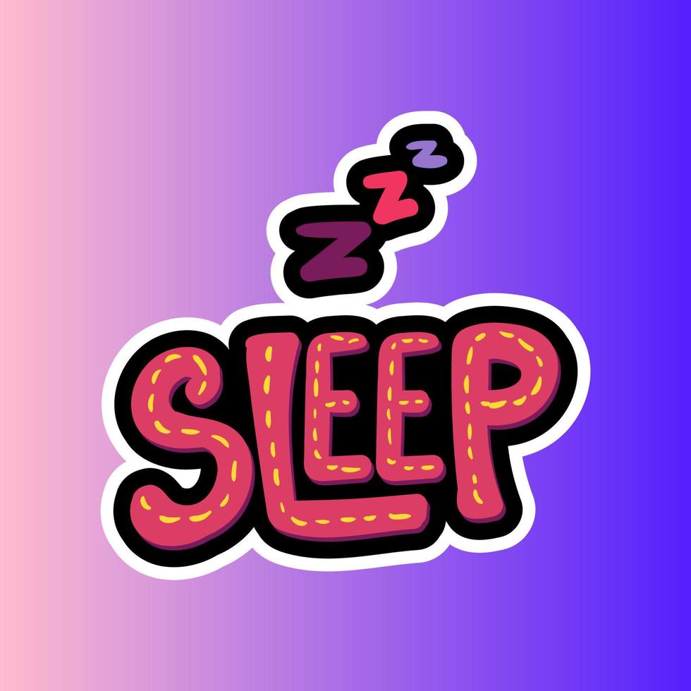 Zzz, sleep lettering stitched frame illustration vector