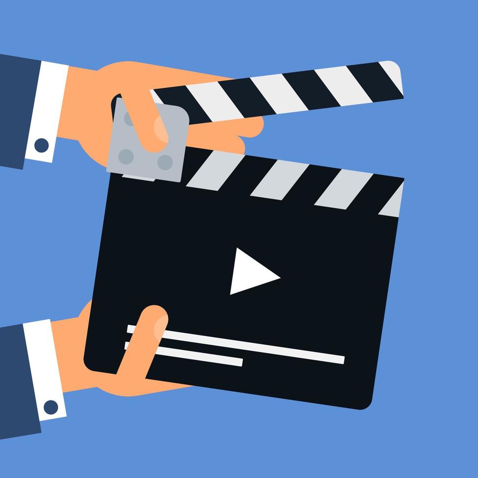 Flat movie clapperboard vector