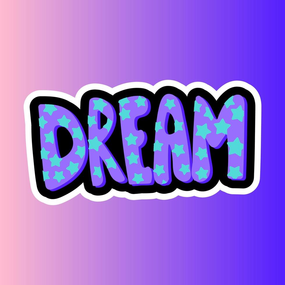 Dream lettering stitched frame illustration vector