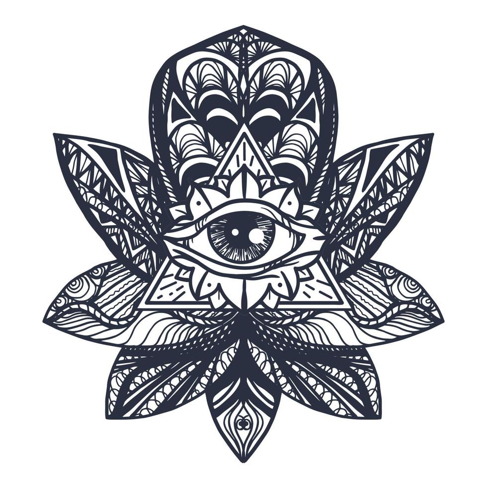 Eye on Lotus Tattoo vector