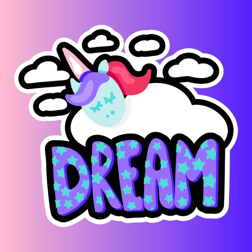 Unicorn with sleep lettering patch vector
