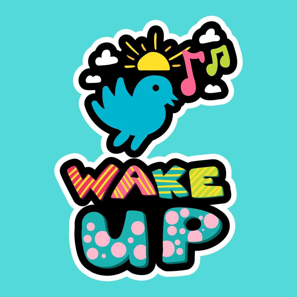 Wake up dash line sticker vector
