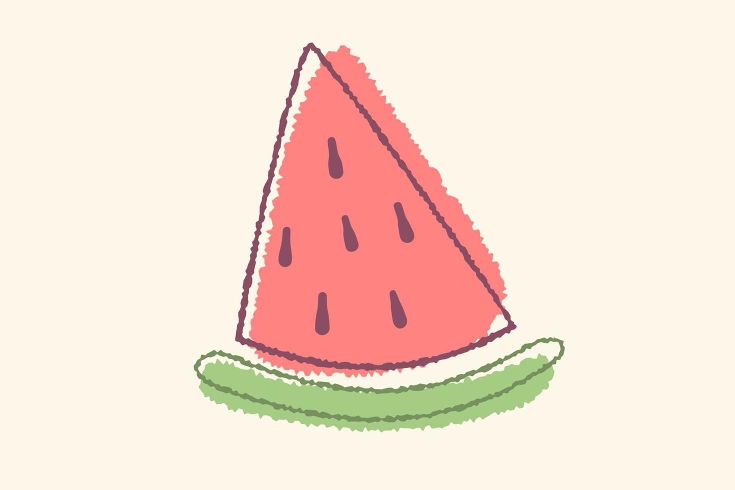 Vector vintage illustration of watermelon in hand drawing style. Vector poster of watermelon in retro style. Tropical fruit.