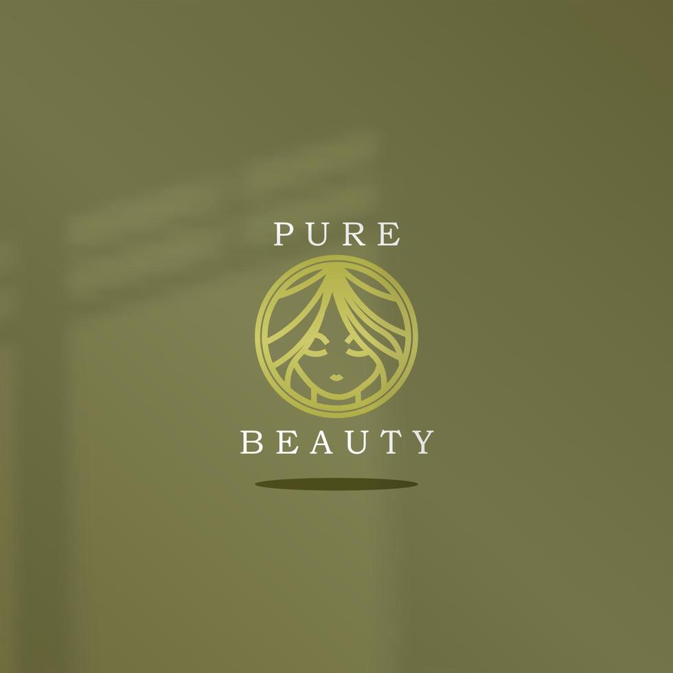 logo icono diseño belleza cara forma mujer color oro lujo simple elegante, para tienda, productos de belleza eps 10 vector