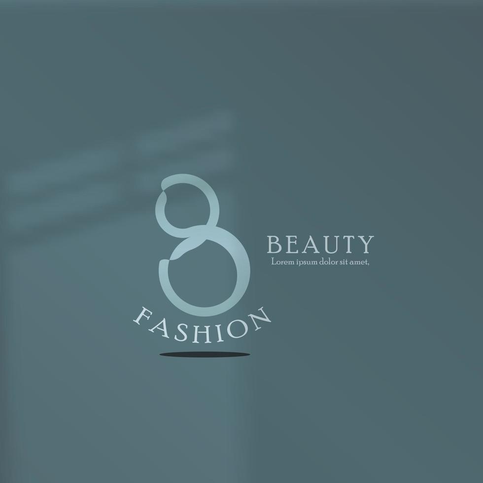 logotipo icono diseño belleza moda spa forma número ocho elegante pastel púrpura y verde simple moda, para salón de belleza eps 10 vector