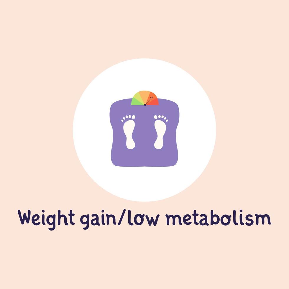 Bathroom scales with footprints. Flat vector illustration.