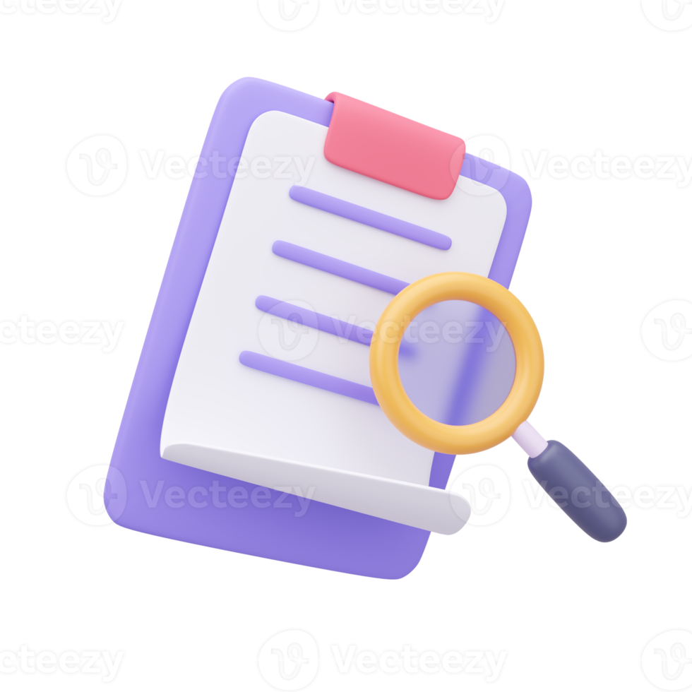 3D report paper clipboard. Note paper for checklist notes. 3D illustration. png