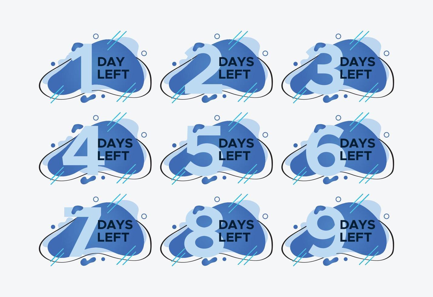 Days left countdown abstract liquid badges vector