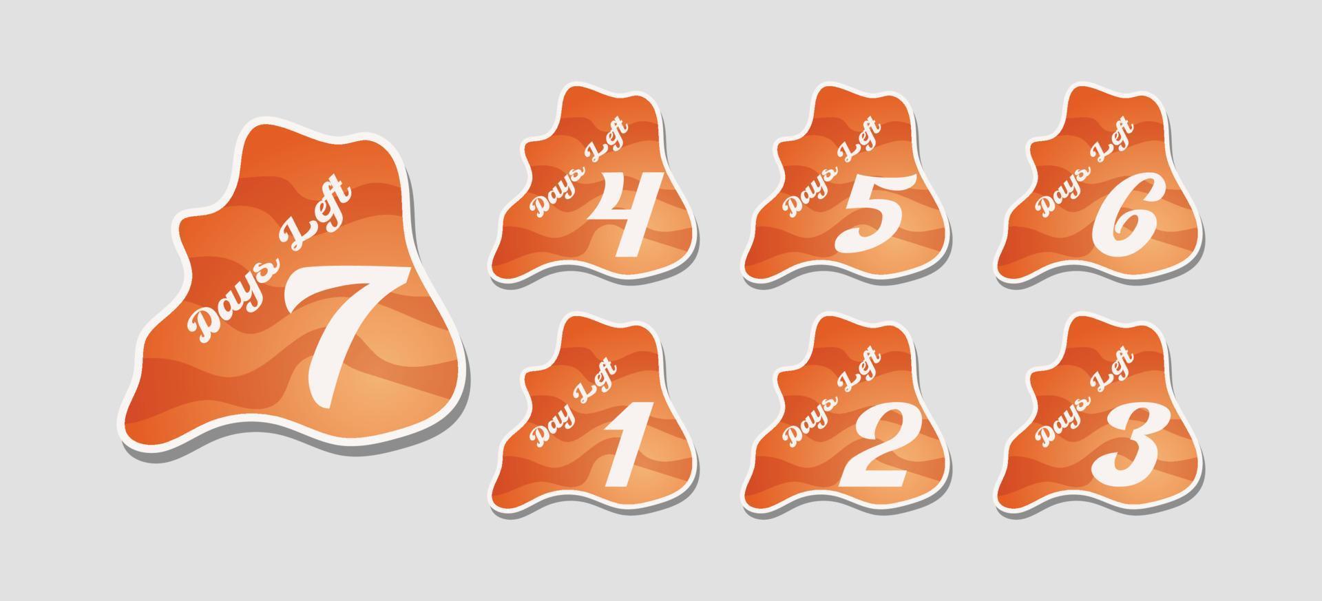 Days left numbers badges countdown set vector