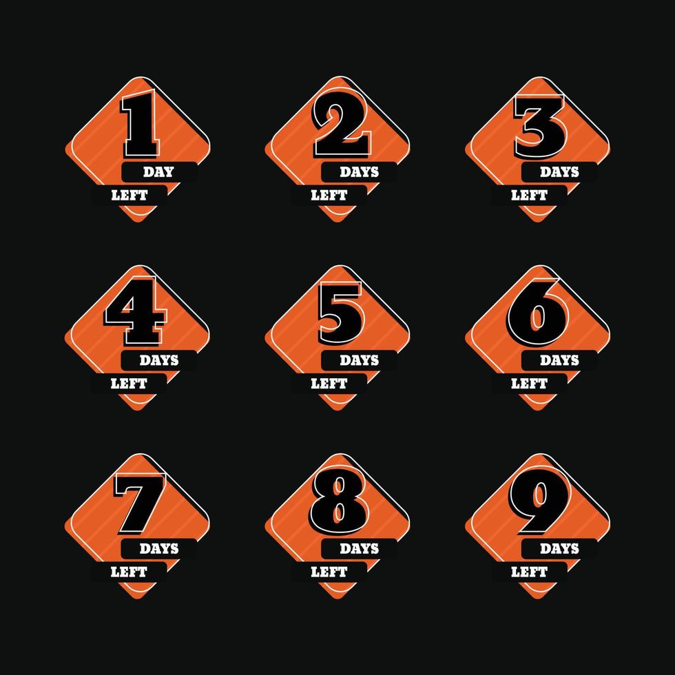 Numbers days left countdown badges vector