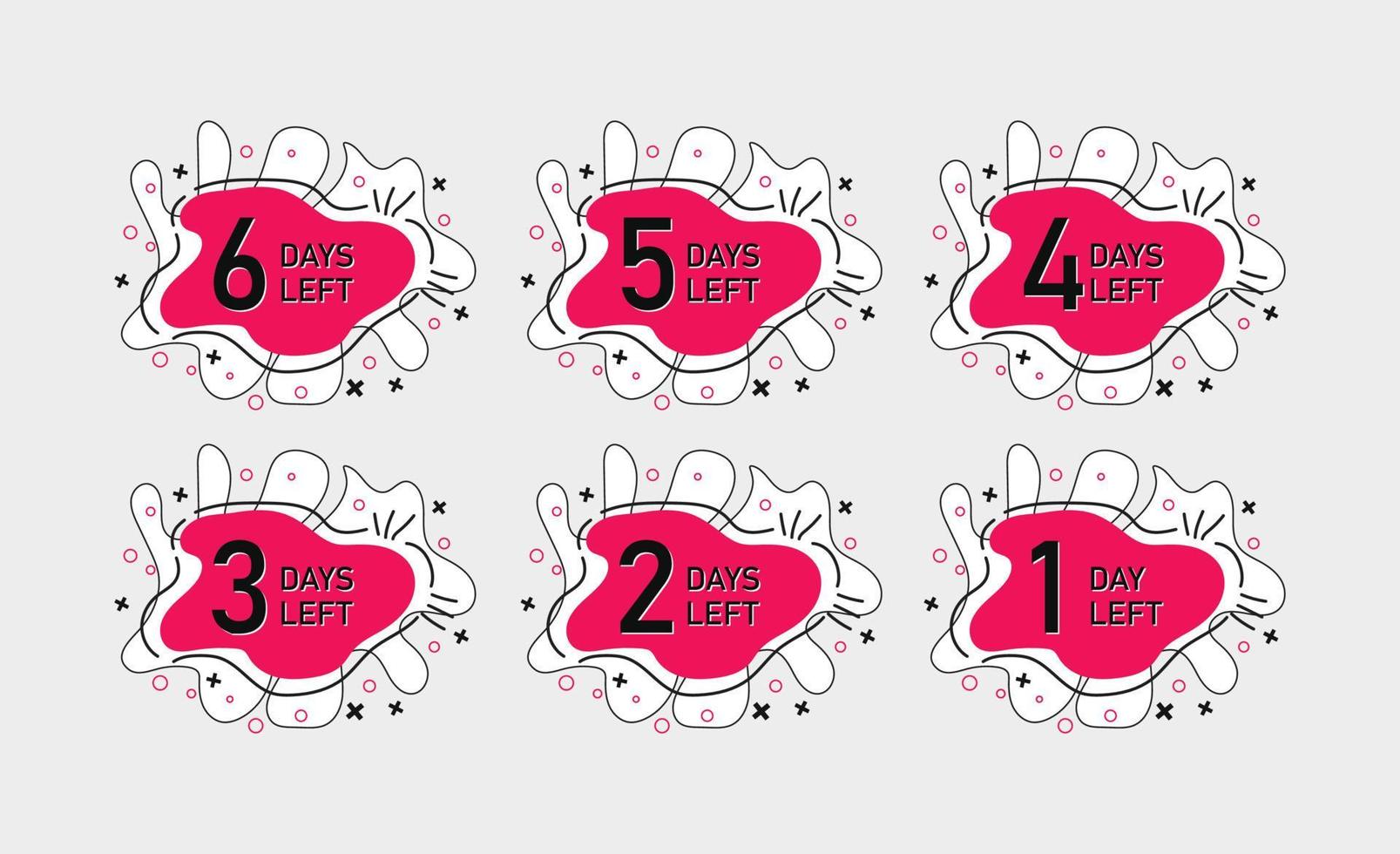 Numbers of days left countdown set vector