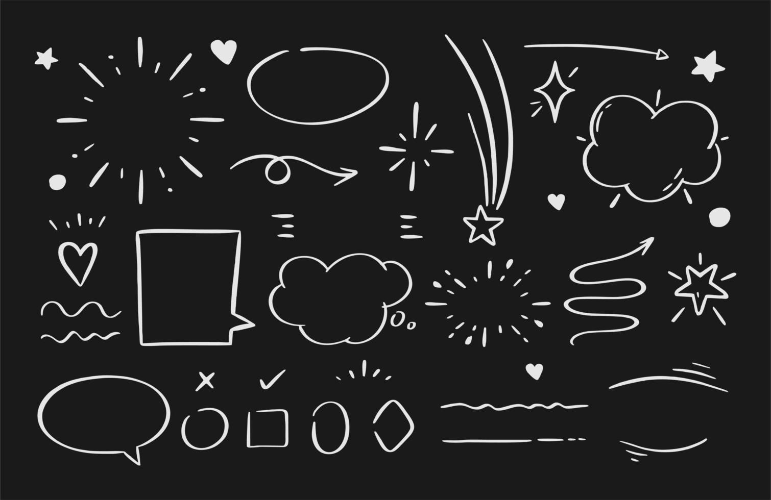 A set of elements of highlighting arrows underscores, speech bubble brush strokes, flash. Vector illustration
