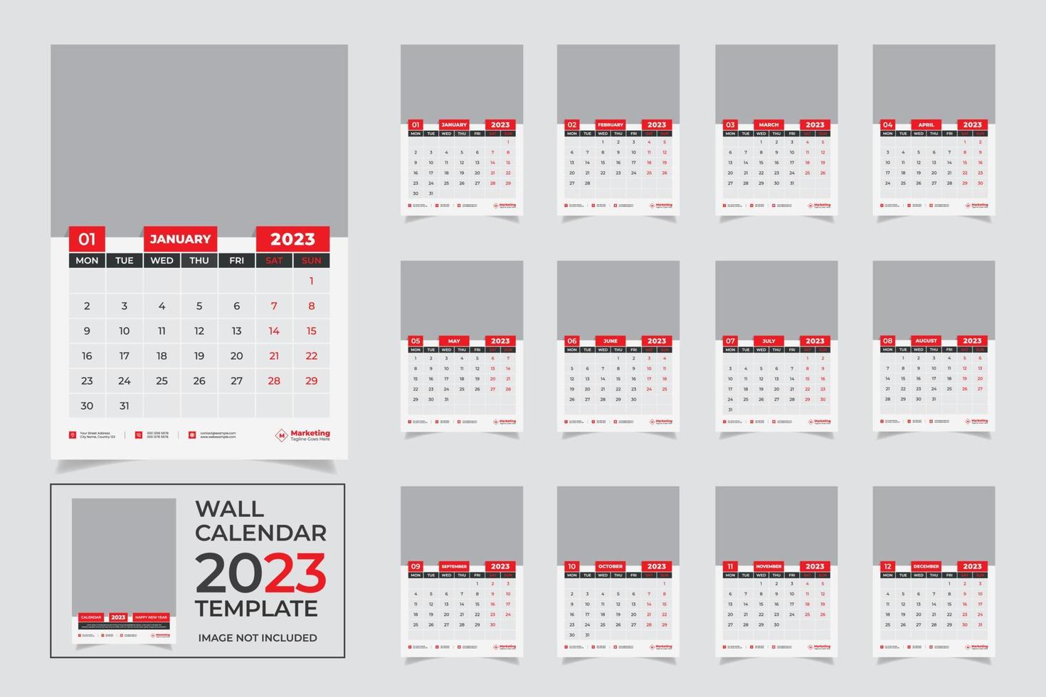 Wall calendar template design 2023 vector
