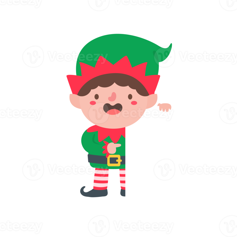 Elf character for decorating Christmas greeting cards. png