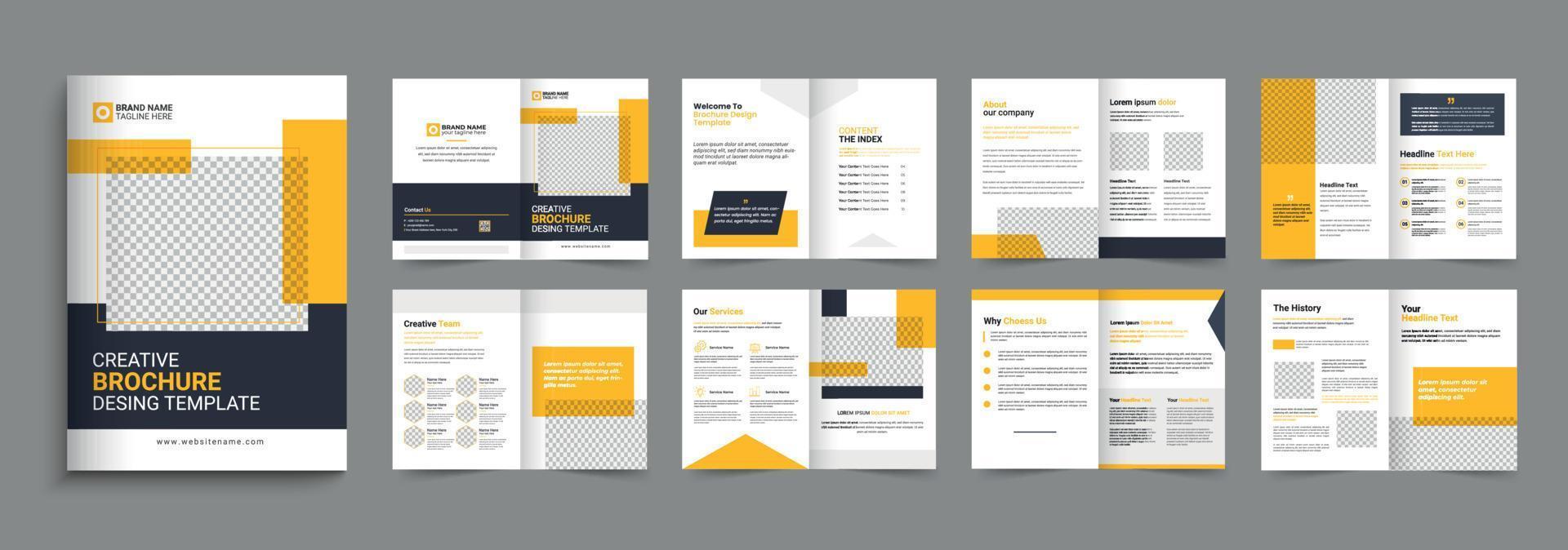 Corporate company profile brochure template design. 16 page corporate brochure editable template layout, minimal business brochure template design. vector