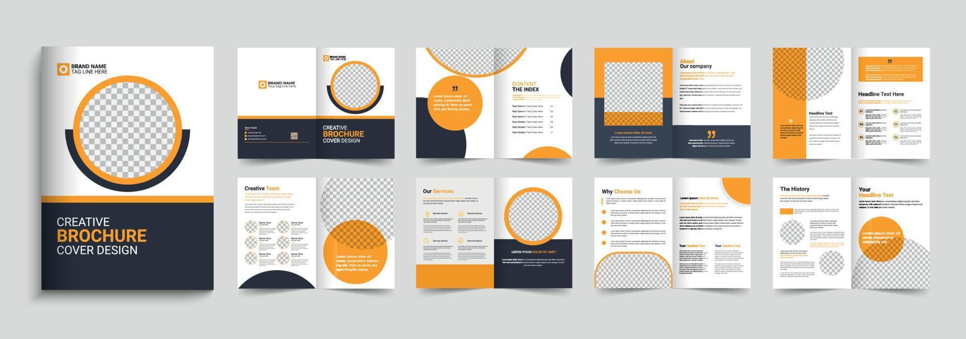 Corporate company profile brochure template design. 16 page corporate brochure editable template layout, minimal business brochure template design. vector