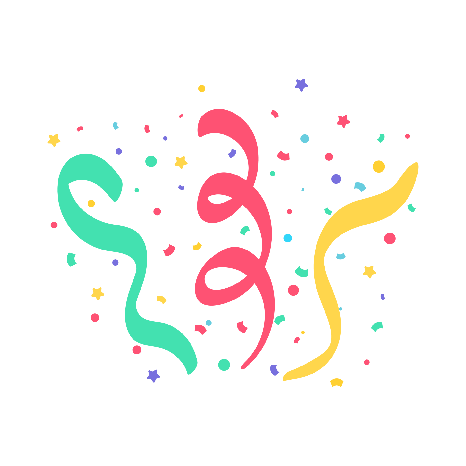 Confetti colorful rolls of paper Confetti floating from the birthday