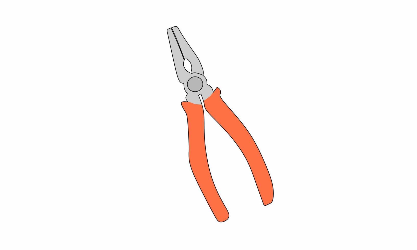 ilustración vectorial, alicates naranjas, para trabajos de construcción aislados en fondo blanco vector