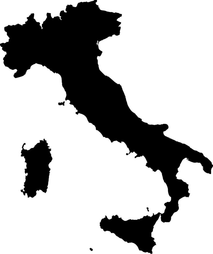 Black colored Italy outline map. Political italian map. vector