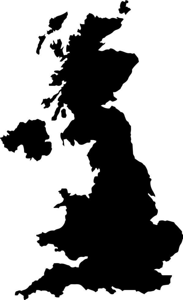 Black colored United Kingdom outline map. Political uk map. Vector illustration