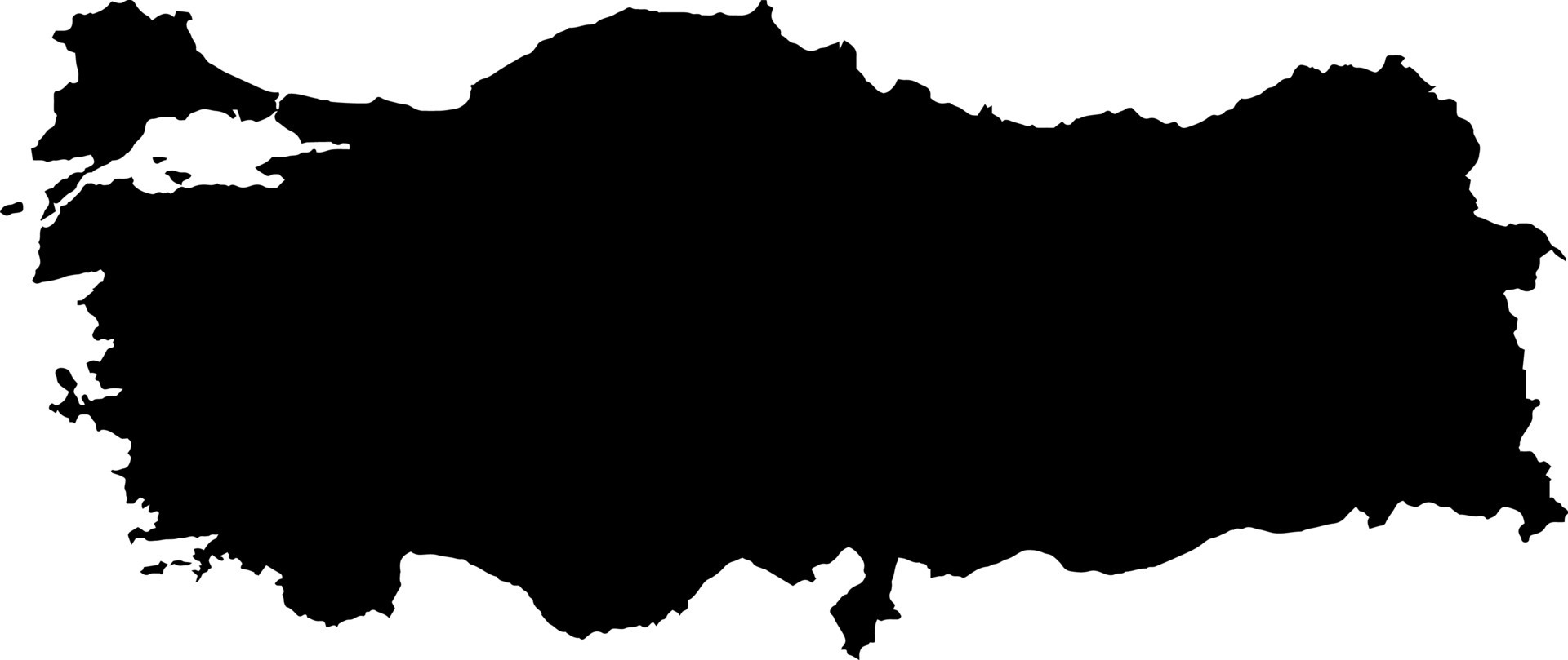 Black colored Turkey outline map. Political turkish map. Vector