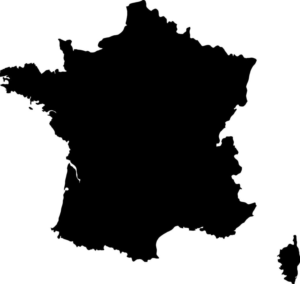 Black colored France outline map. Political french map. Vector illustration