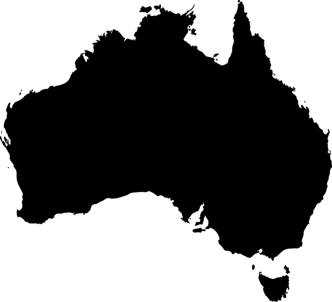 Black colored Australia outline map. Political australian map. Vector illustration