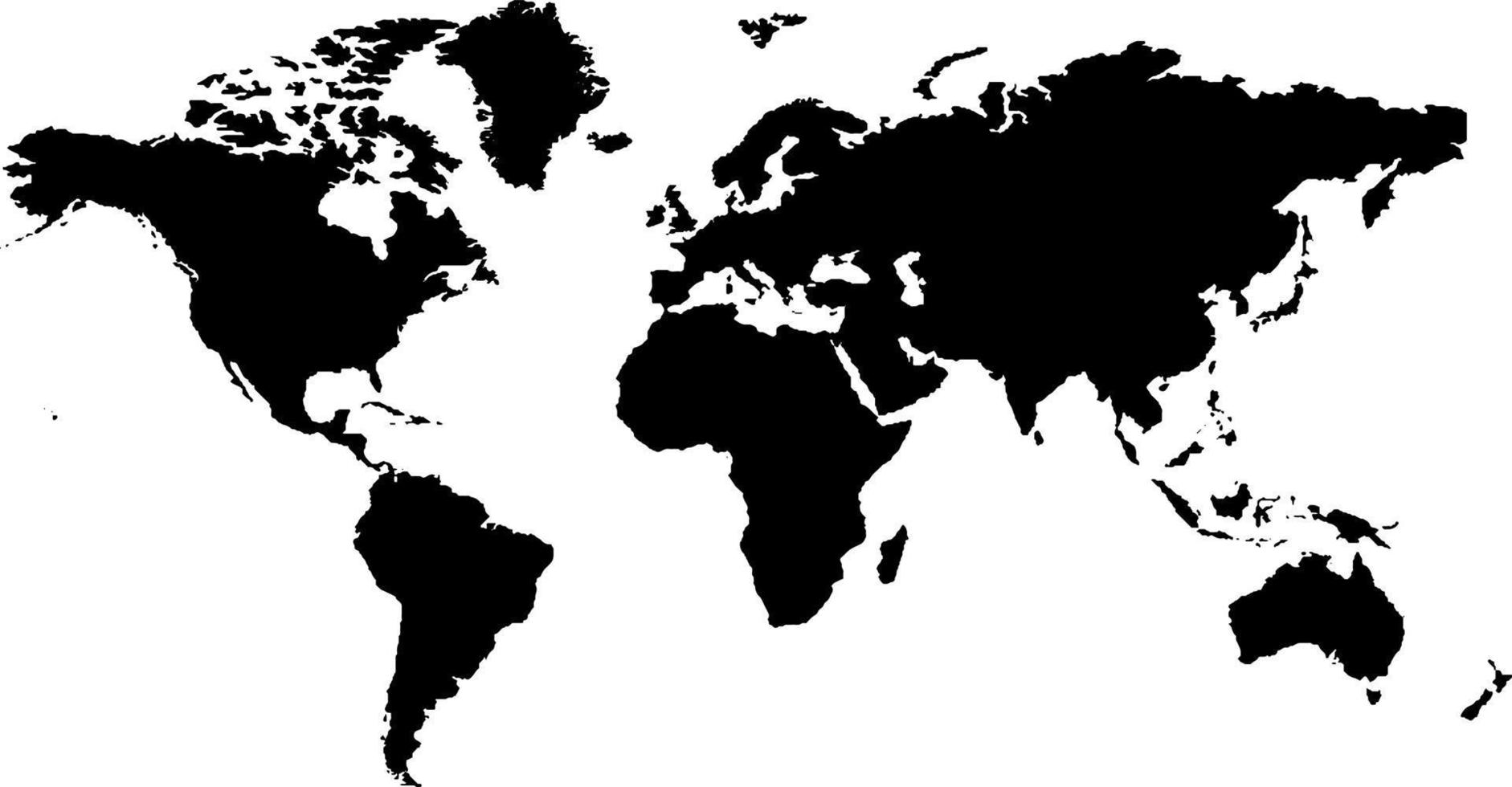 mapa de contorno global de color negro. mapa político del mundo. cartografía mundial. mapa de ilustración vectorial. vector