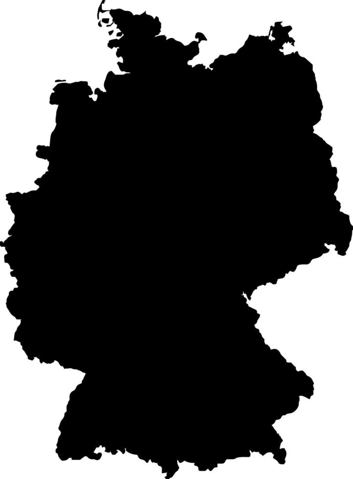 Black colored Germany outline map. Political german map. Vector illustration