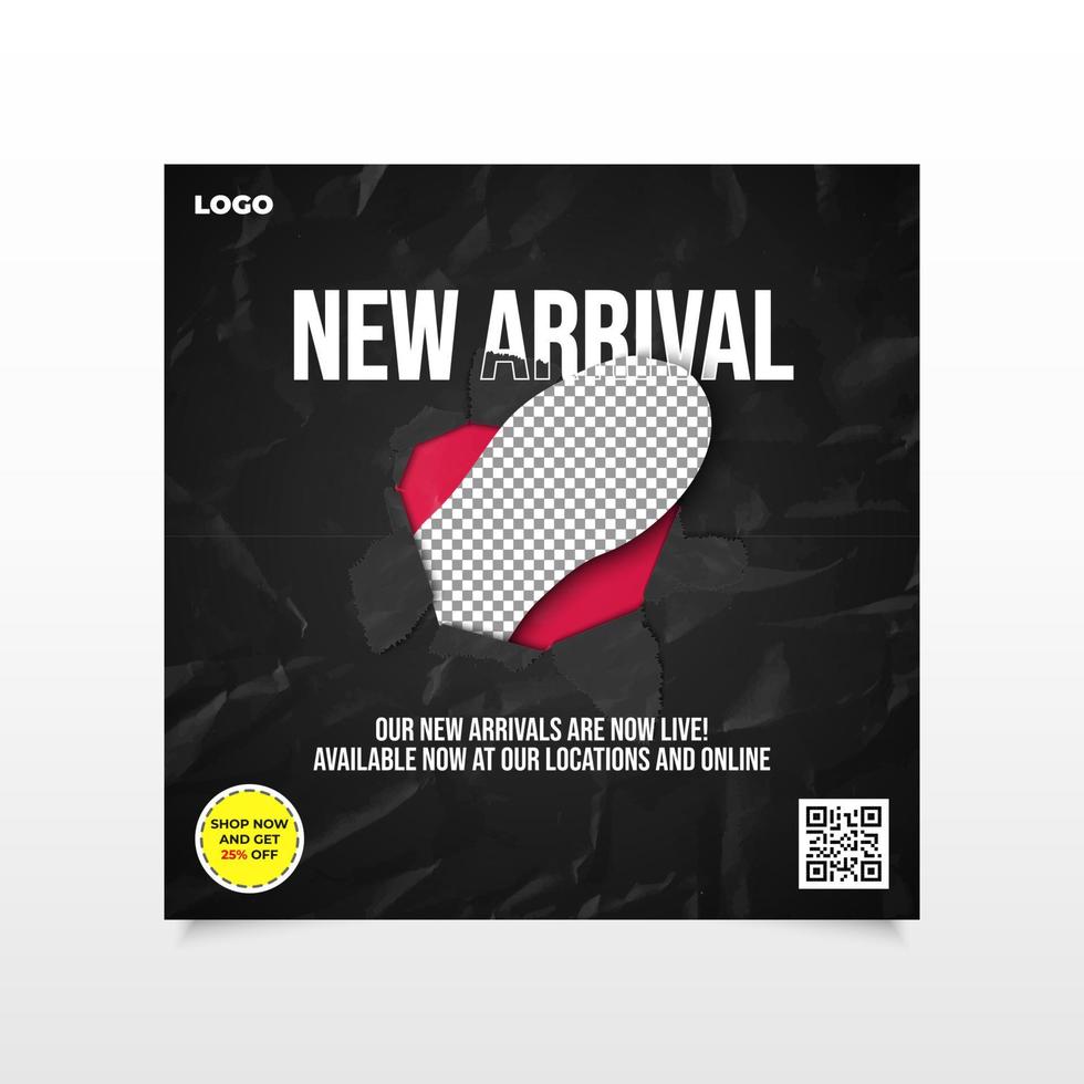 Paper textured social media template for a new product sale announce vector