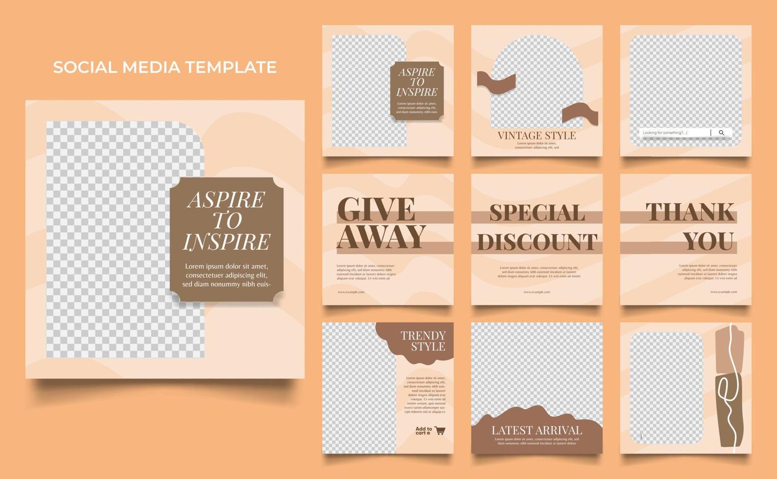 social media template banner fashion sale promotion in brown beige color vector