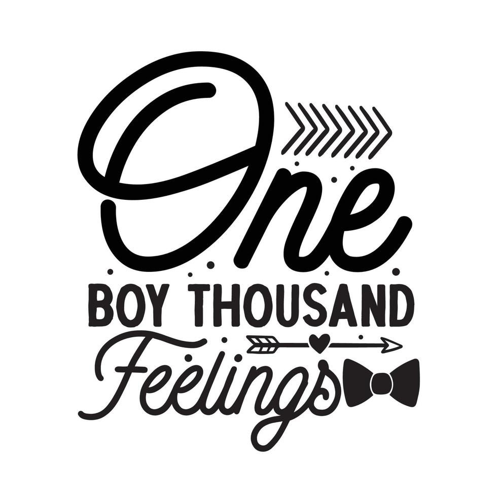 One boy thousand feelings  Vector illustration with hand-drawn lettering on texture background prints and posters. Calligraphic chalk design
