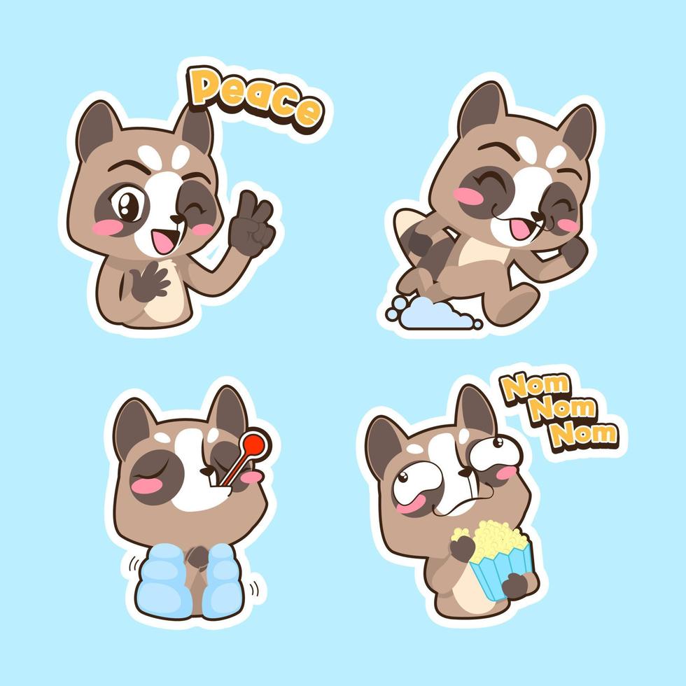 cute raccoon vector set, raccoon illustration