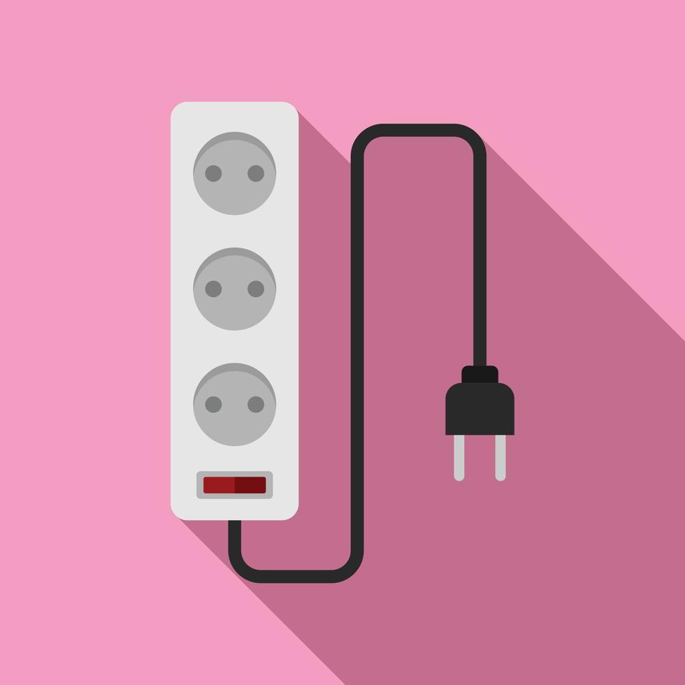Electric extension cords icon, flat style vector