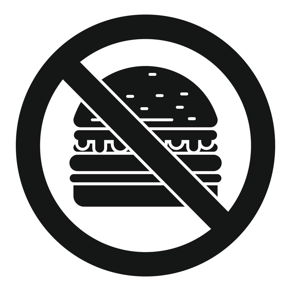 ningún icono de comer hamburguesas, estilo simple vector