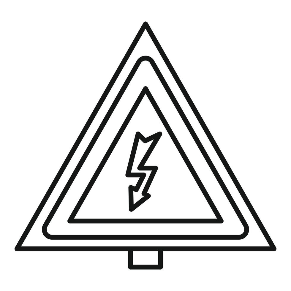 icono de triángulo eléctrico, estilo de esquema vector