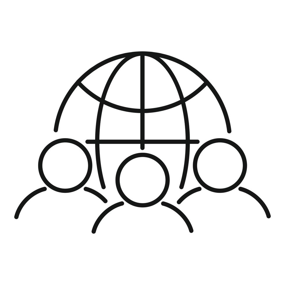 Global collaboration icon, outline style vector