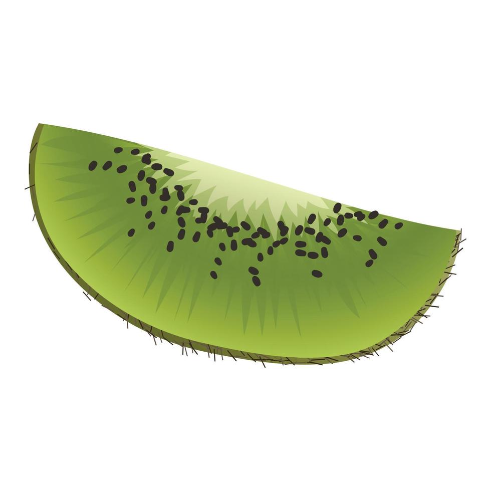 Fresh kiwi slice icon, cartoon style vector