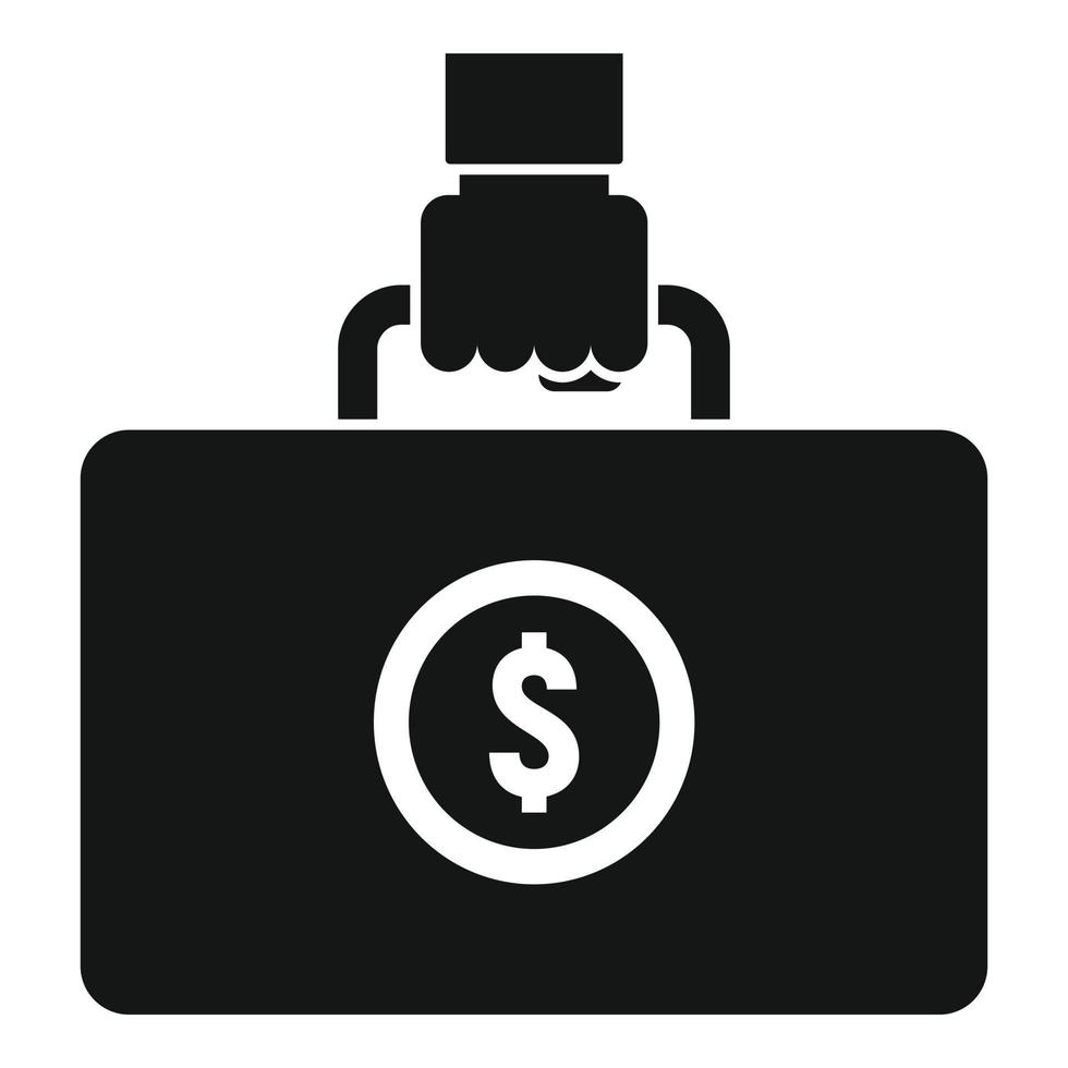 bolso de mano icono de lavado de dinero, estilo simple vector