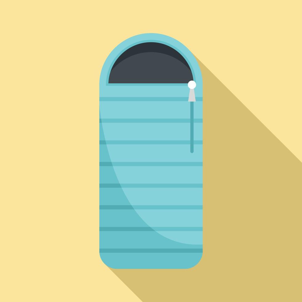 Sleeping bag icon, flat style vector