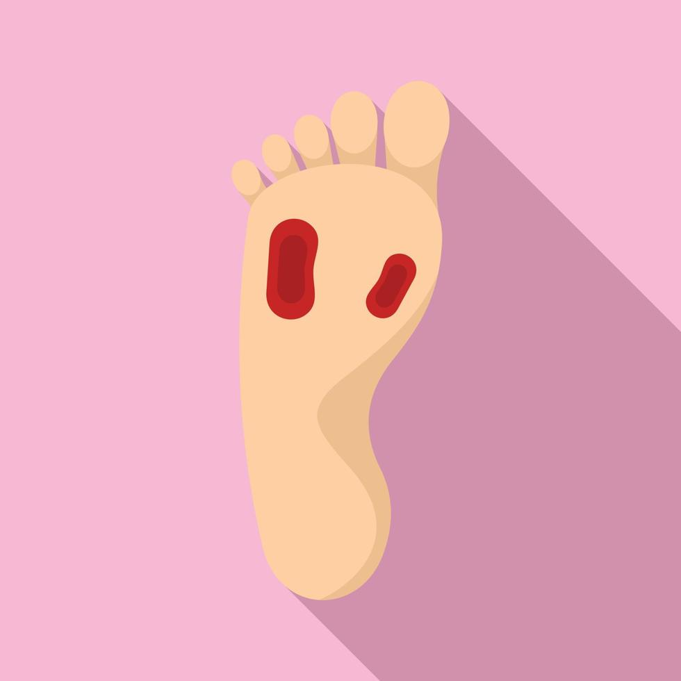 icono de dolor de pie de sangre, estilo plano vector