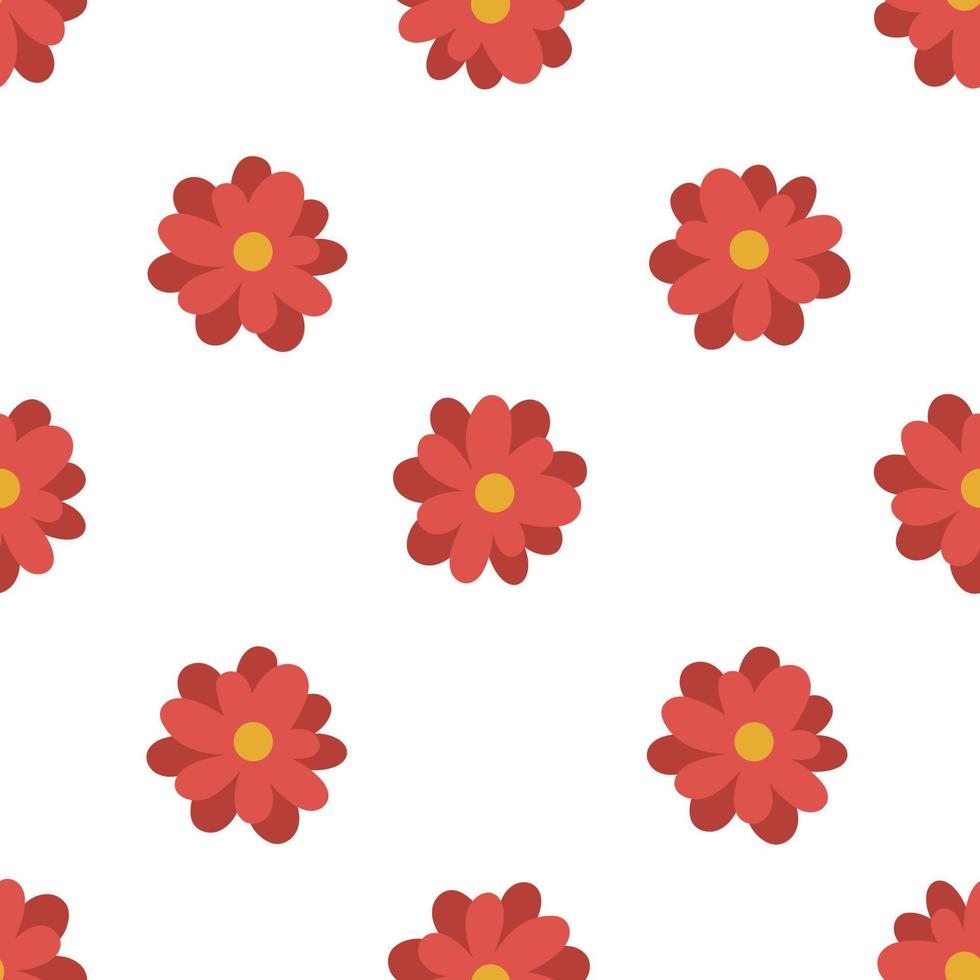 Vector pattern with red abstract flowers. Pattern with cartoon red flowers.