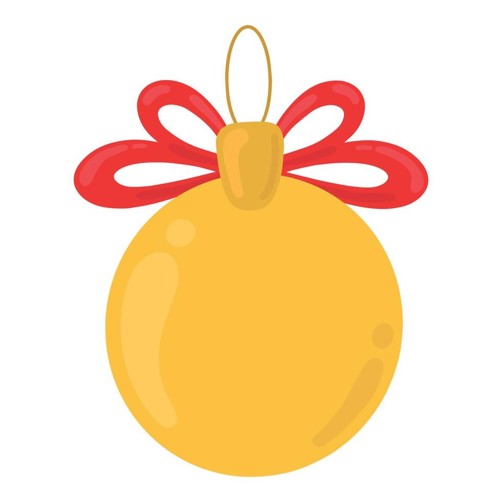 Golden Christmas ball with red bow. Vector Christmas ball.