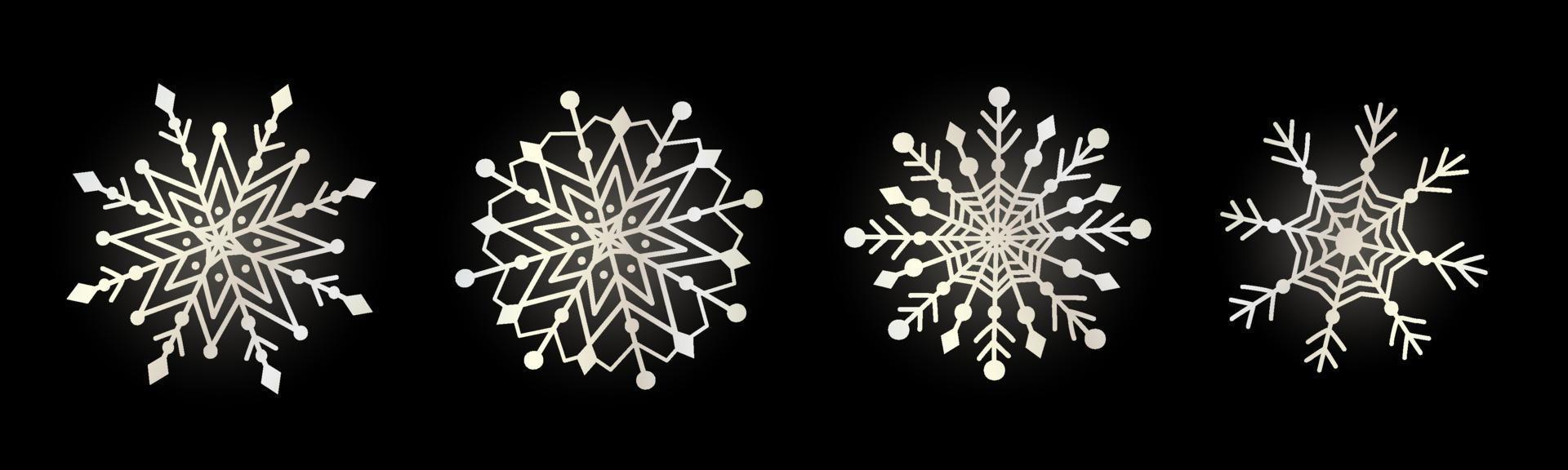 copos de nieve con ilustración de conjunto de degradado de luz. símbolo de invierno. elemento de decoración. vector