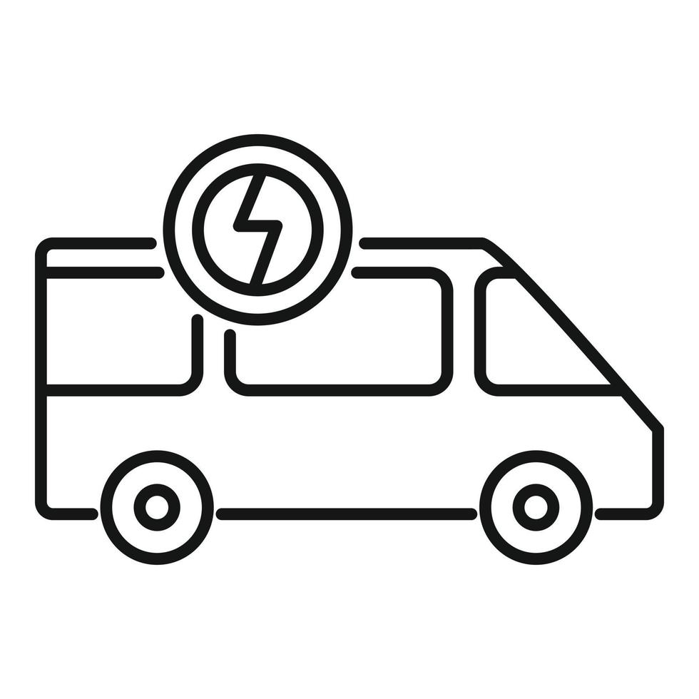 icono de autobús eléctrico, estilo de contorno vector