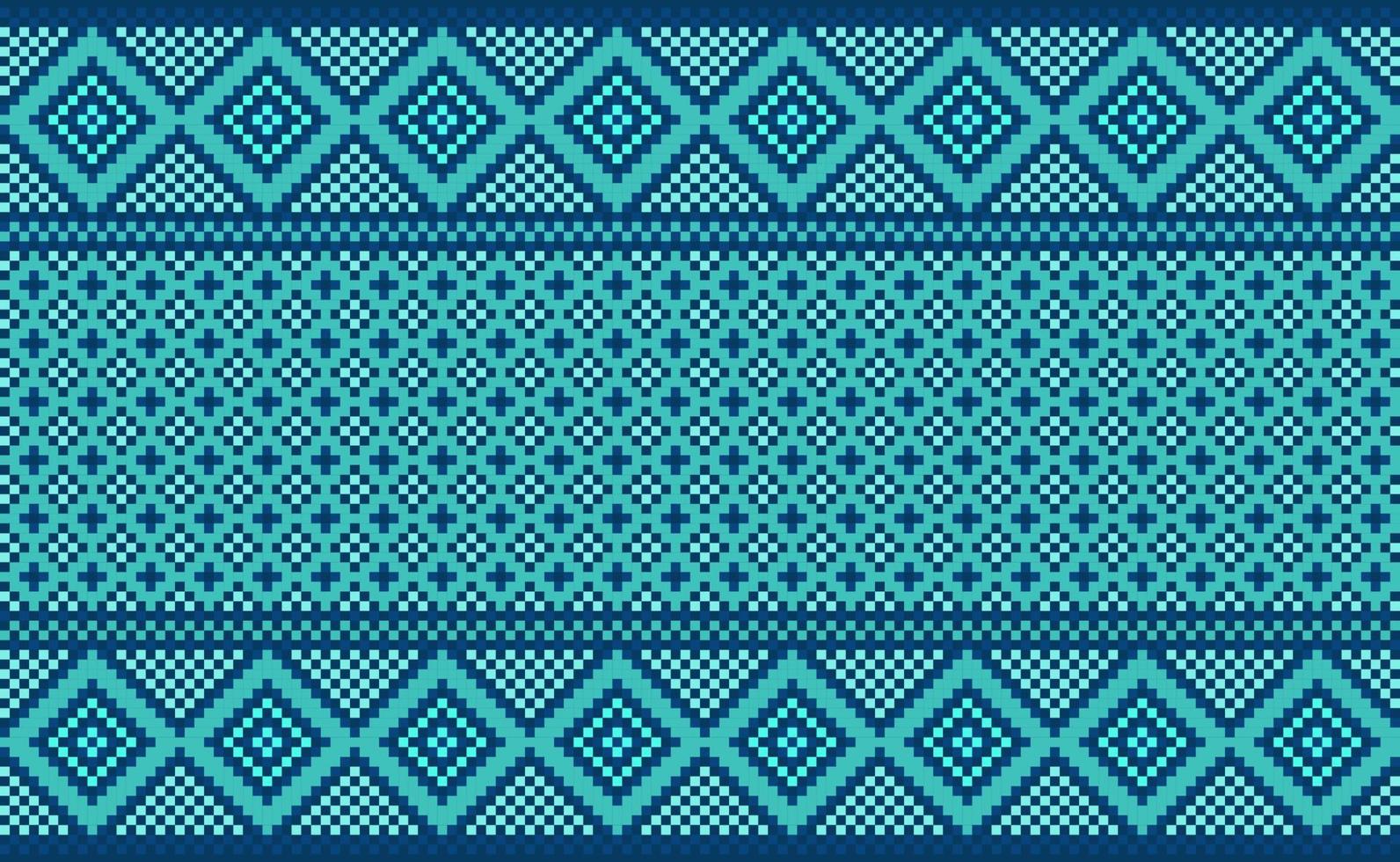 Pixel ethnic pattern, Vector embroidery pixcel background, Geometric seamless ethnic style, Blue green pattern Morocco illustration, Design for textile, fabric, clothing, kaftan, pillows