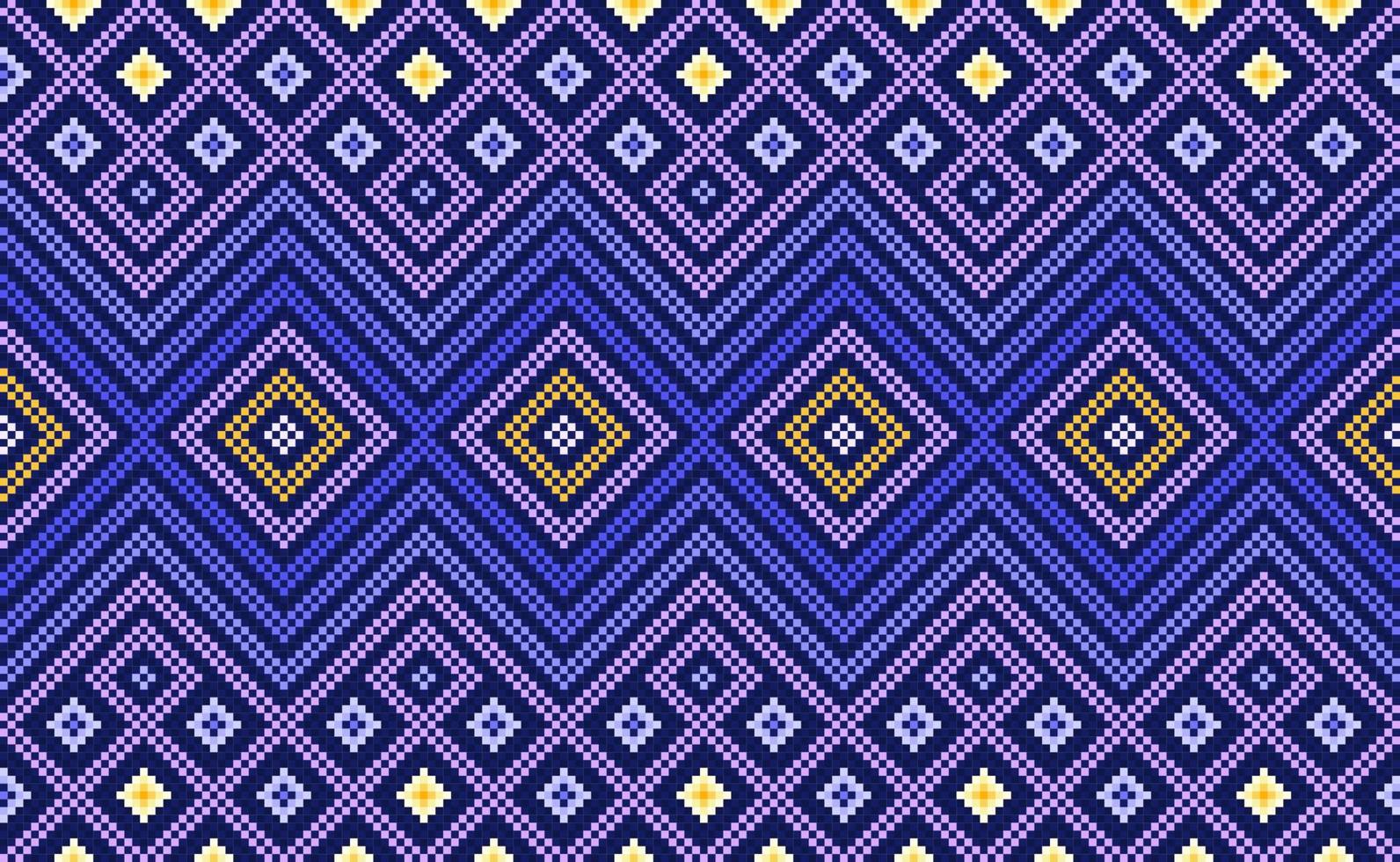 Pixel ethnic pattern, Vector embroidery geometric background, Geometric element template style