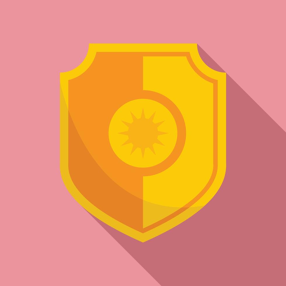 Sun block shield icon, flat style vector